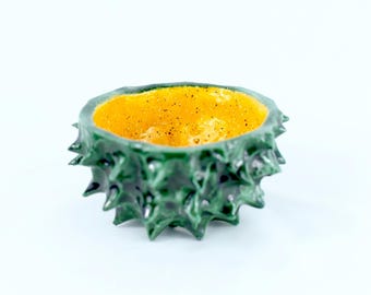 Hand-Sculpted Spiky Ceramic Vessel, Botanical Art Object, Wabi Sabi Decor