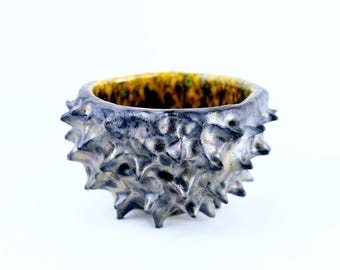 Spiky Ceramic Vessel, Volcanic Bowl, Wabi Sabi Art , Organic Handmade Sculpture, Unique Home Decor