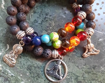 Beaded Bracelet Chakra Essential Oil Diffuser Bracelet Lava Beads