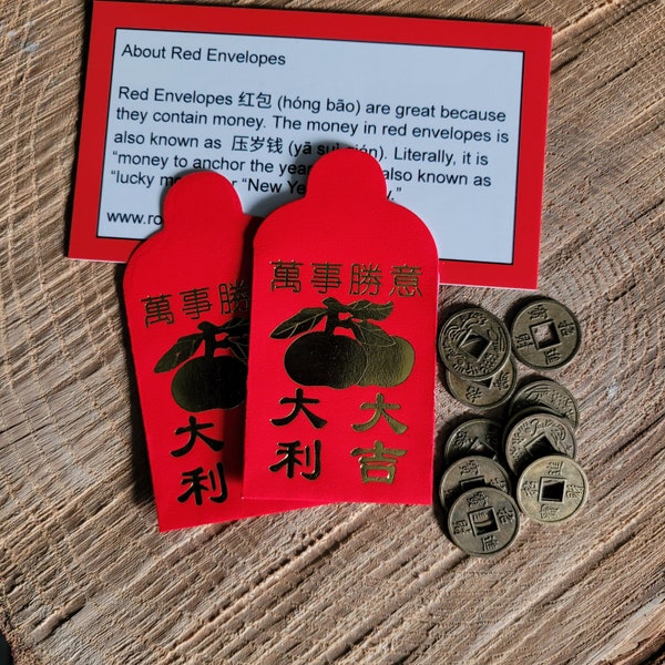 Feng Shui Lucky Chinese Coins and Lucky Red Envelope