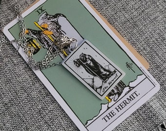 Tarot Card Necklace The World Tarot Card The Hermit Card Necklace