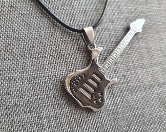 Black Guitar Pendant Necklace Music Necklace