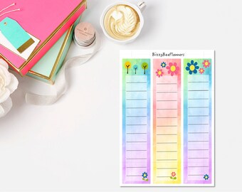 Watercolor Sidebar Checklists-Standard Vertical Sidebar Stickers-Happy Planner Sidebar Planner Sticker