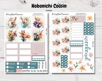 Lilies Hobonichi Cousin Weekly  Sticker Kit- Stickers- Floral Planner Stickers- Cousin Stickers