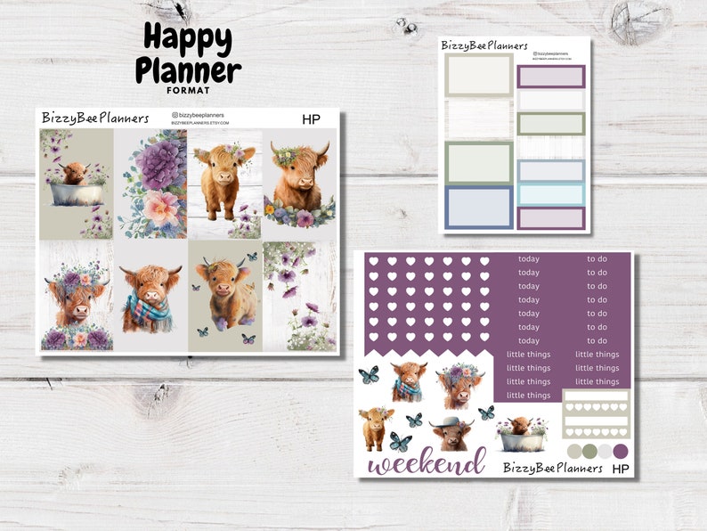 Cute Cows Classic Happy Planner Sticker Kit Vertical Weekly Planner Sticker Kit Farm Planner Stickers Happy Planner Kits image 1