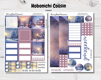 Hobonichi Cousin Winter Light- Winter Planner Stickers- Hobo Cousin Stickers- Planner Sticker Kit- Weekly Sticker Kit