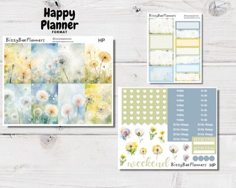 Dandelion Dreams Happy Planner Sticker Kit- Happy Planner Stickers- Weekly Sticker Kit- Dandelion Stickers- Flower Sticker Kit