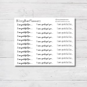 I  Am Grateful For...Script Stickers- Gratitude Stickers- Gratitude Planner Stickers- Script Stickers