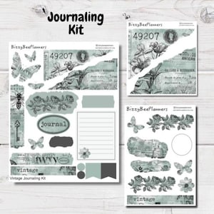 Kit de diario vintage - Kit de pegatinas para diario - Pegatinas para planificador - Pegatinas para diario