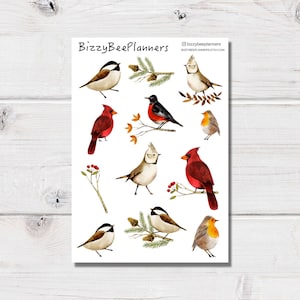 Stickers déco oiseaux d'hiver- Stickers agenda- Stickers mésange- Stickers hiver- Stickers de journalisme