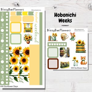 Hobonichi Weeks Sunflower Days Kit- Summer Planner Stickers- Hobo Weeks Planner Stickers- Weekly Sticker Kit