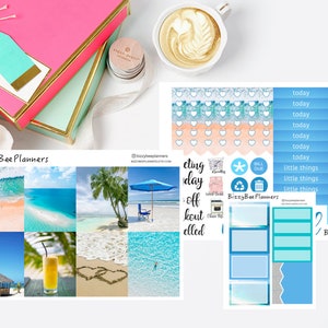 Beach Vibes Photo Mini Kit- Photo Planner Sticker Kit- Vertical Planner Sticker Kit-Classic Happy Planner Weekly Kit
