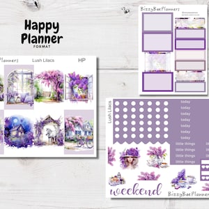 Kit hebdomadaire Happy Planner lilas luxuriant - Kit hebdomadaire lilas - Kit d'autocollants lilas - Autocollants floraux - Kit d'autocollants hebdomadaire