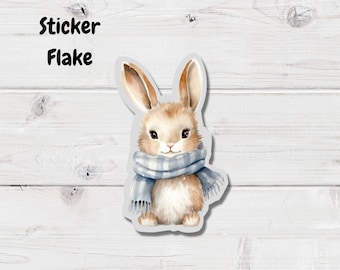 Winter Bunny Sticker Flake- Winter Sticker- Bunny Sticker- Planner Stickers