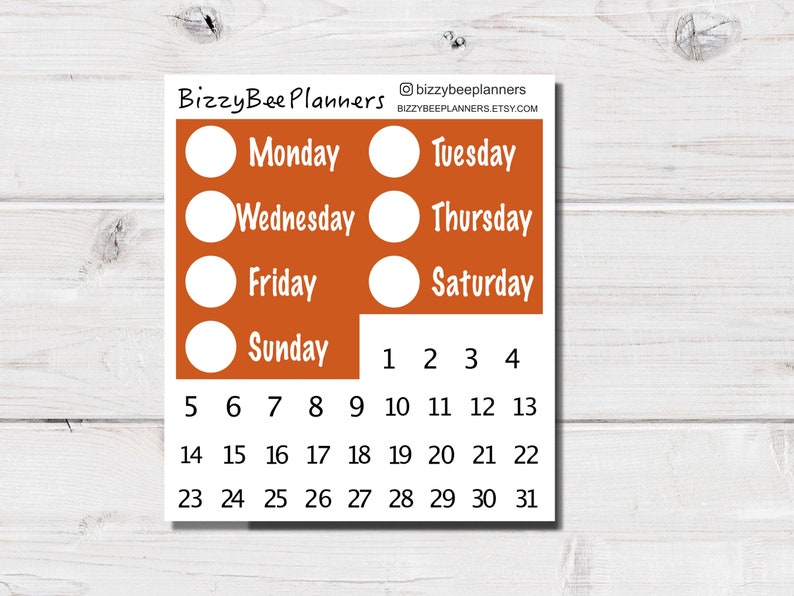 Date Cover Planner Stickers Date Cover Stickers Orange Date Cover Stickers image 1