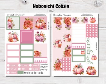 Hobonichi Cousin Pink Fall Weekly Kit- Cousin Planner Stickers- Autumn Planner Sticker Kits- Pumpkin Sticker Kit- Hobonichi Stickers