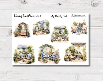 My Backyard Deco Stickers-Garden Planner Stickers- Floral Stickers- Decorative Stickers- Journal Stickers