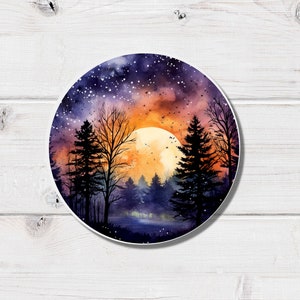 Sticker lune forêt - Sticker agenda - Stickers lune - Sticker journal - Sticker nature