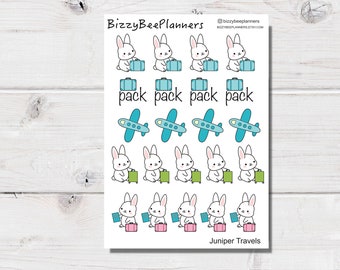 Juniper Travels- Travel Planner Stickers- Bunny Stickers