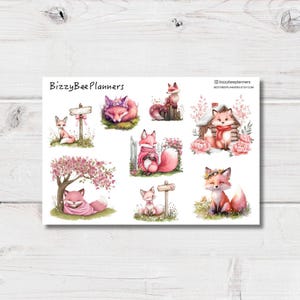 Stickers renard mignon - Stickers renard planner - Stickers transparents - Stickers renard