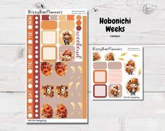 Mr Hedgehog Hobonichi Weeks Kit- Hobo Weeks Planner Stickers- Fall Planner Stickers- Hobonichi Stickers- Autumn Planner Stickers