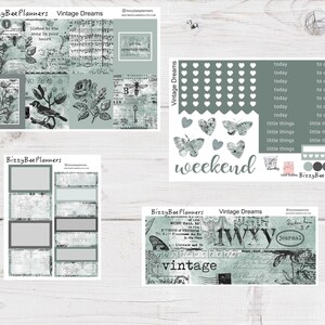 Kit hebdomadaire vertical Dreams Standard vintage - Mini kit hebdomadaire - Kit d'autocollants pour agenda - Stickers agenda vintage