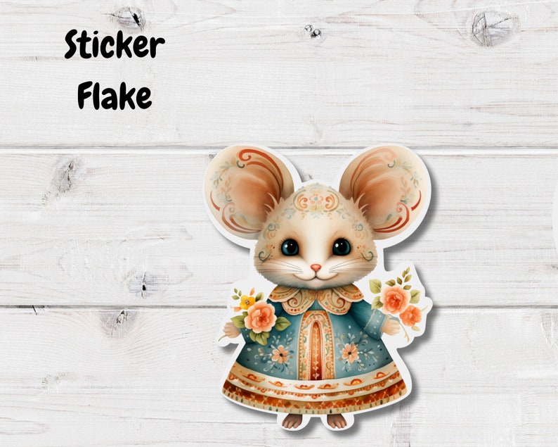 Mouse Sticker Flakes Cute Mice Stickers Sticker Flakes Journaling Stickers Deco Stickers Summer Stickers Flower Mouse