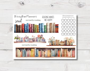 Reading Tracker Stickers- Book Themed Stickers- Bookshelf Stickers- Transparent Stickers- Book Stickers-Reading Journal Stickers