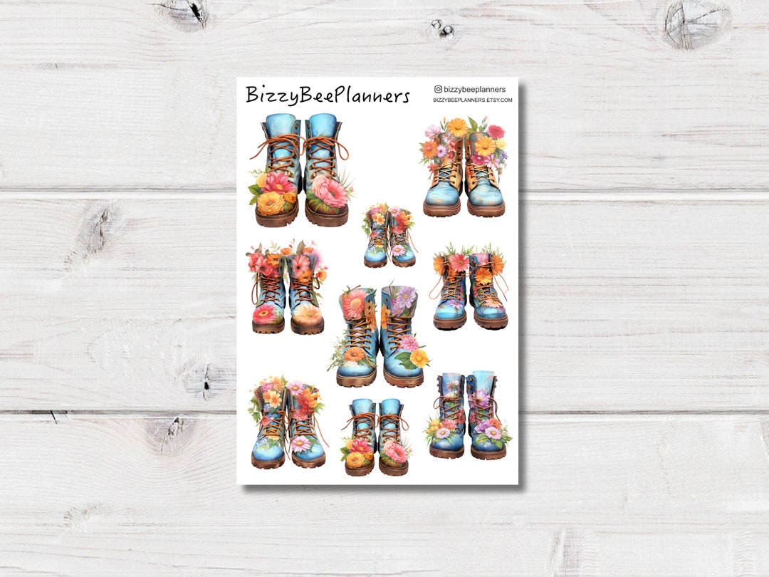 Floral Boots Deco Stickers- Planner Stickers- Journal Stickers-spring ...