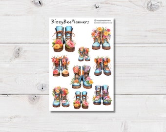Floral Boots Deco Stickers- Planner Stickers- Journal Stickers-Spring Stickers