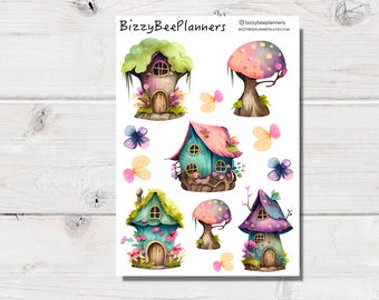 Tiny Houses Stickers- Mushroom Stickers- Fairy Tale Stickers-Planner Stickers