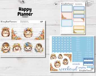 Spring Hedgehogs Classic Happy Planner Mini Kit- Hedgehog Planner Sticker Kit- Happy  Planner Stickers- Floral Weekly Kit