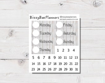 Barnwood Date Covers- Planner Date Cover Stickers- Date Stickers