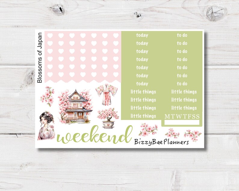 Blossoms of Japan Standard Vertical Weekly Kit- Planner Sticker Kit ...