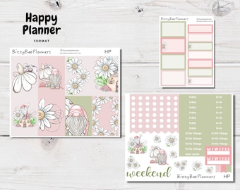 Daisy Gnomes Happy Planner Mini Kit- Gnome Planner Stickers- Classic Happy Planner Weekly Kit- Floral Planner Stickers