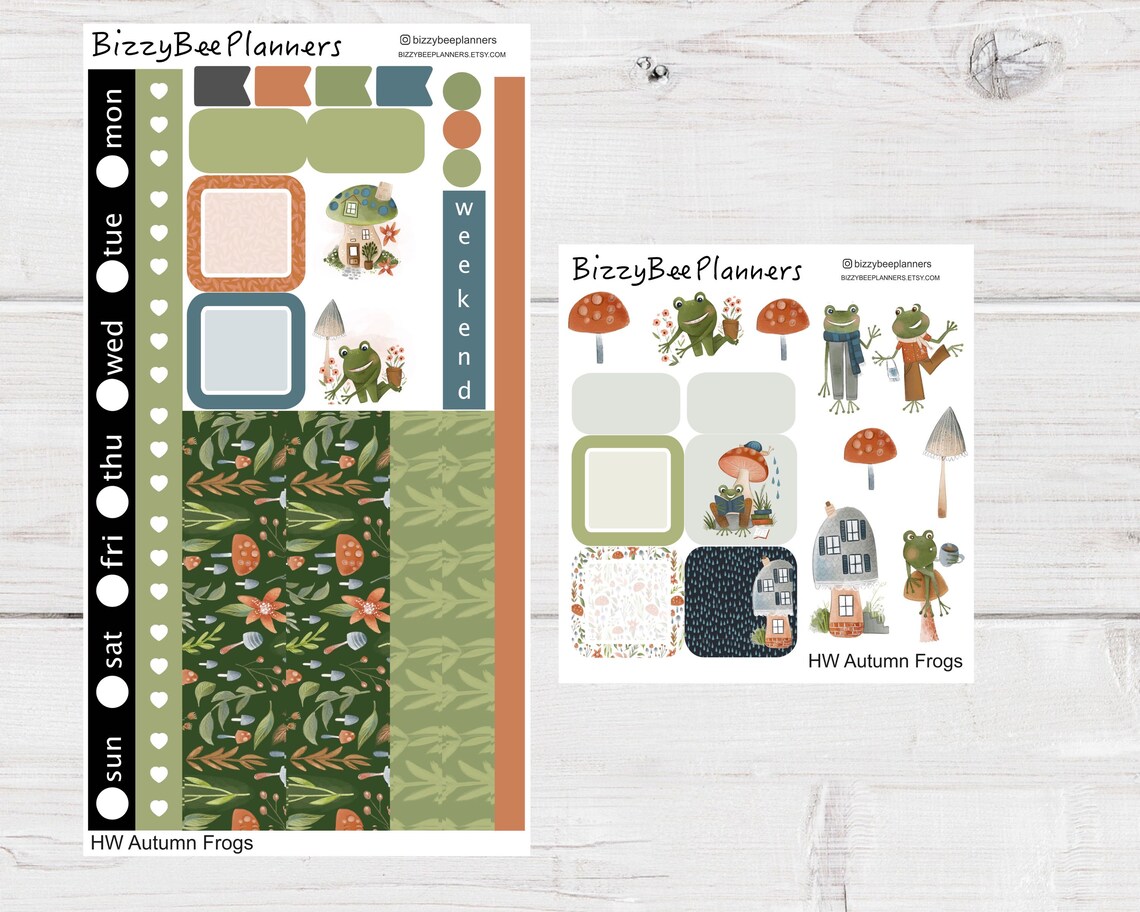 Autumn Frogs Hobonichi Weeks Sticker Kit Hobonichi Planner - Etsy