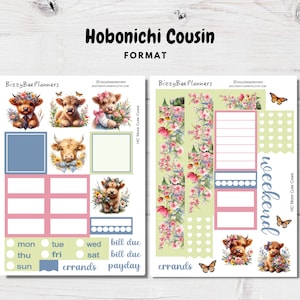Kit semanal de primos de Hobonichi con más vacas lindas - Pegatinas de primos vagabundos - Pegatinas de Hobonichi - Pegatinas de primos - Pegatinas de vacas