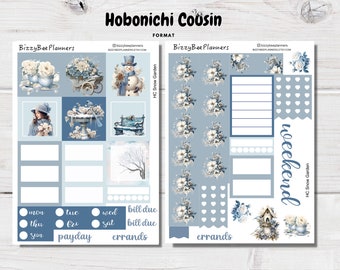 Hobonichi Cousin Snow Garden Weekly Kit- Hobo Cousin Stickers- Hobonichi Stickers- Winter Sticker Kit