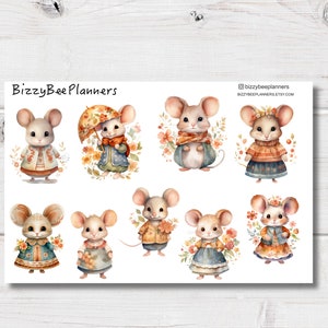 Stickers souris pour agenda - Stickers souris mignonnes - Stickers agenda - Stickers journal - Stickers déco