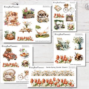 Paquete de calcomanías de primavera suave - Kit de calcomanías para planificador de primavera - Kit de calcomanías de primavera - Calcomanías de margaritas