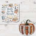 Book Therapy Sticker- Reading Sticker- Bookish Stickers- Pumpkin Book Sticker product logo