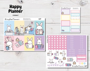 Juniper Plans Classic Happy Planner Weekly Kit- Happy Planner Sticker Kit- Bunny Stickers- Weekly Kit