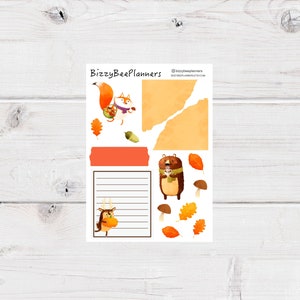 Fall Friends Journaling Kit Journalling Stickers Autumn Stickers Planner Stickers Hedgehog Stickers image 3