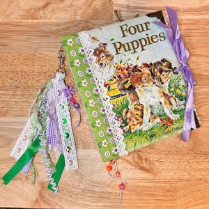 Four Puppies Little Golden Book Junk Journal- Junk Journal- Vintage Junk Journal- Ready Made Junk Journal- Altered Book Journal