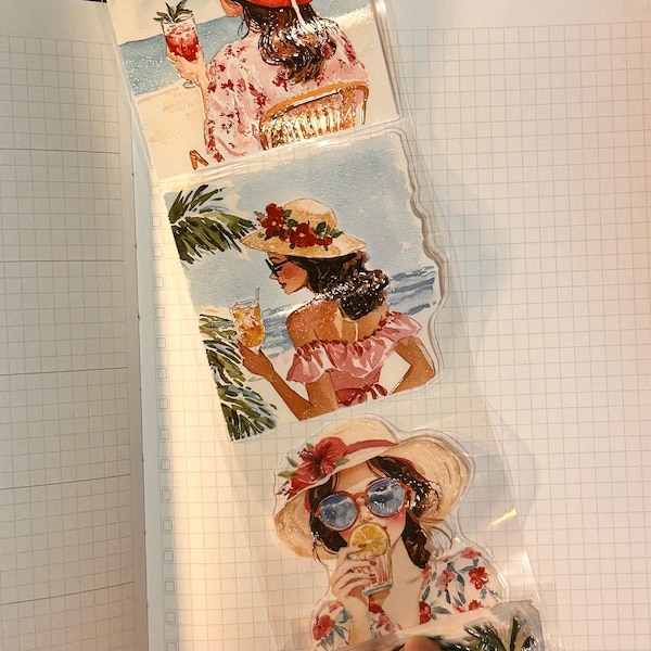 Sunny Beach Vacation PET Tape- Washi-Sample Loop-Clear Washi Tape-Journal Supplies-Planner Supplies
