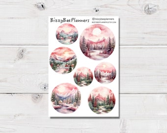 Pink Light Deco Stickers- Winter Stickers- Planner Stickers- Transparent Stickers