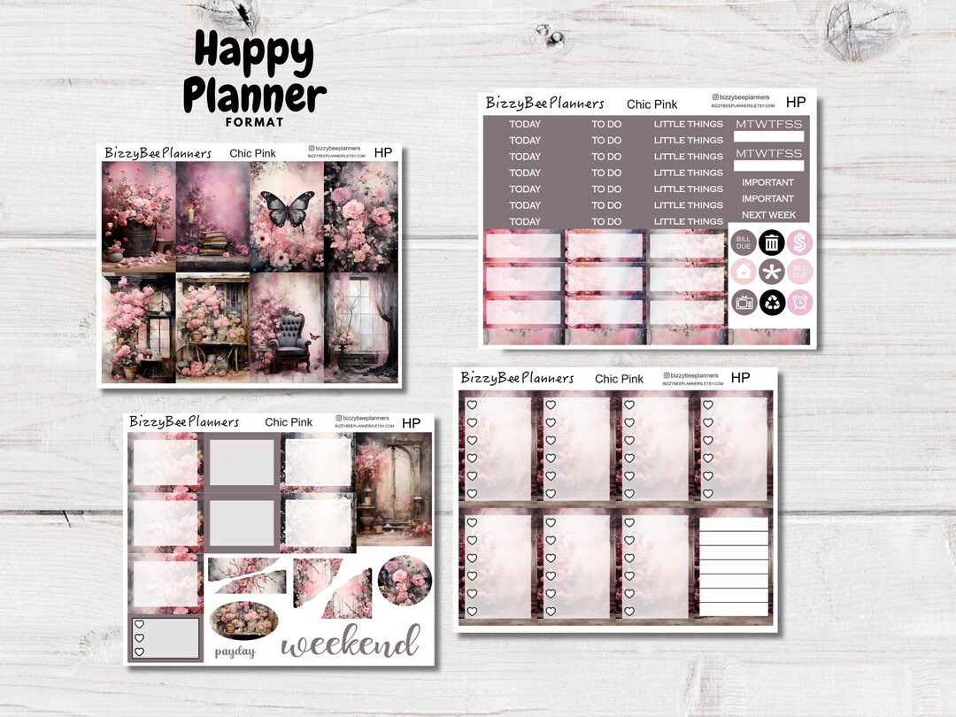 Pink Chic Classic Happy Planner Weekly Kit- Fall Planner Sticker Kit ...
