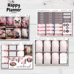 Rose Chic classique Happy Planner Weekly Kit - Kit d'autocollants pour agenda automne - Stickers Happy Planner - Kit d'autocollants pour agenda hebdomadaire