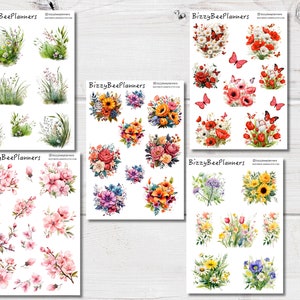 Bloemendecoratiestickers- Bloemstickers- Zomerstickers- Plannerstickers-Decostickers