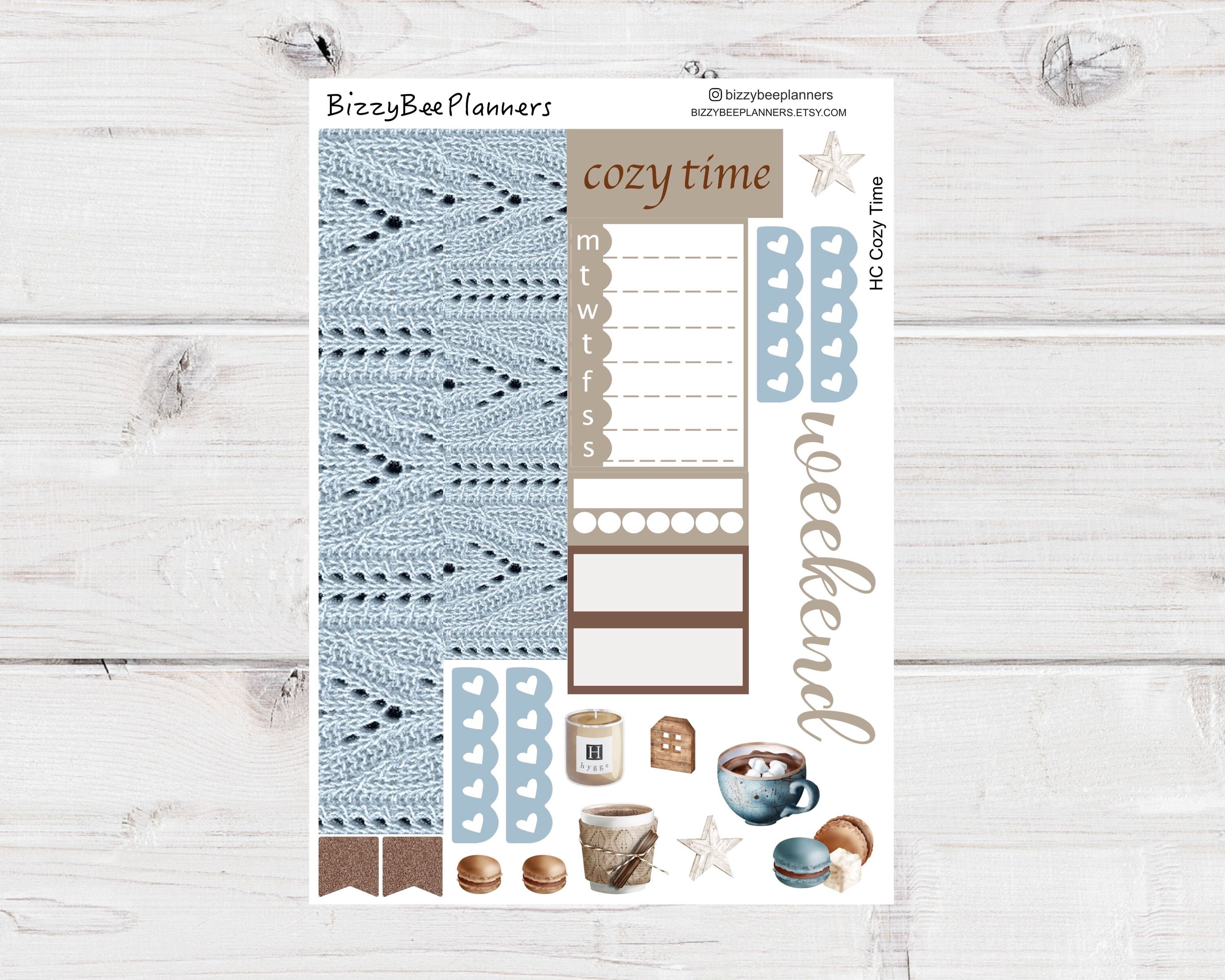 Cozy Time Weekly Hobonichi Cousin Kit- Hobo Cousin Stickers- Winter ...